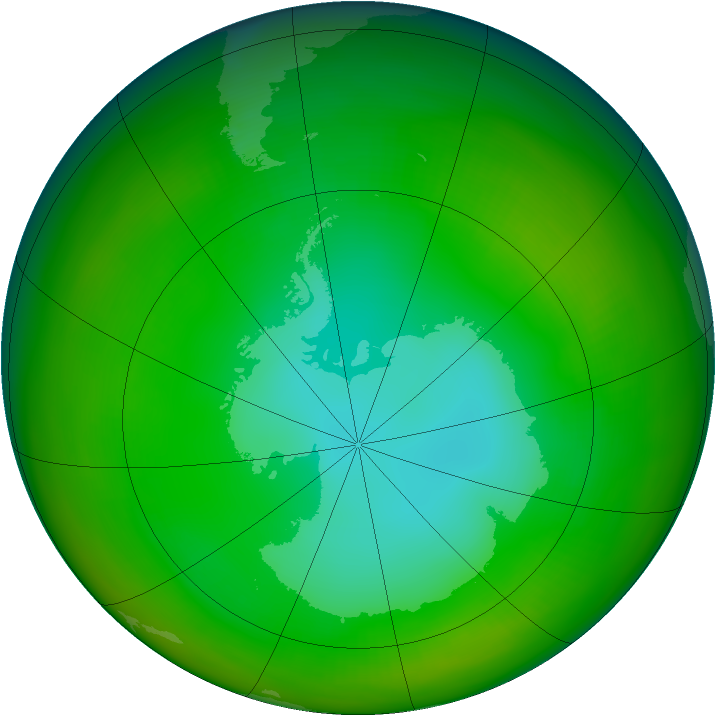 Antarctic ozone map for July 1981